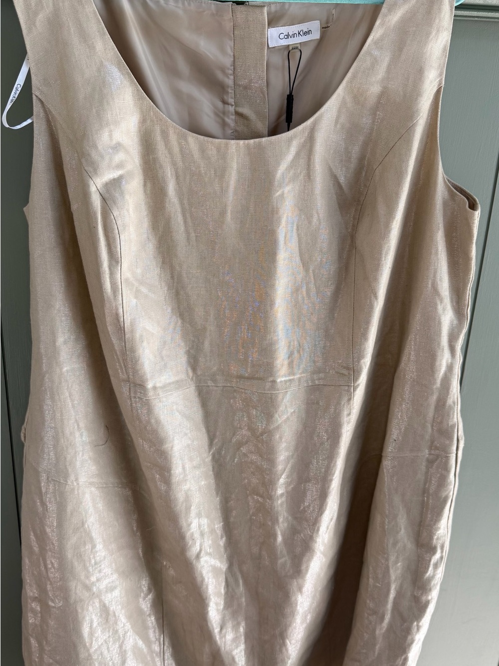 Calvin Klein Metallic Beige Shift Dress